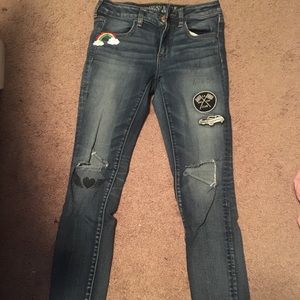 American Eagle patch jeans